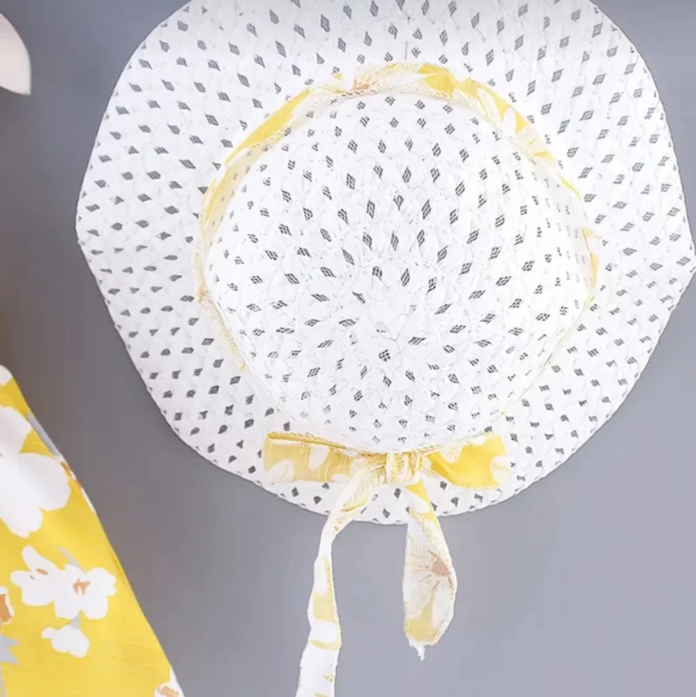 NEW Yellow and White Dress with matching Bonnet - Picture 6 of 9